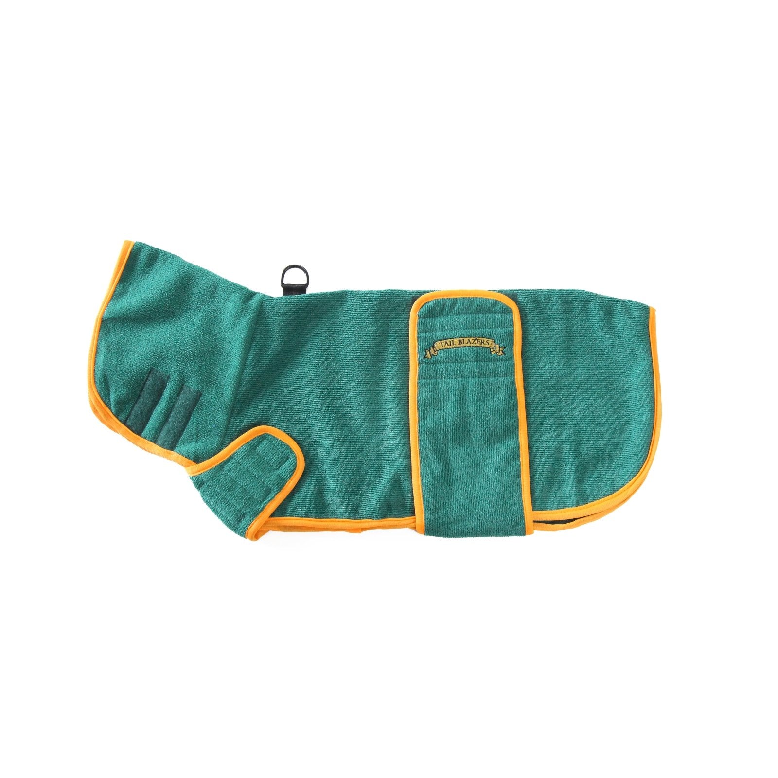 Green colour microfibre towel coat side view image