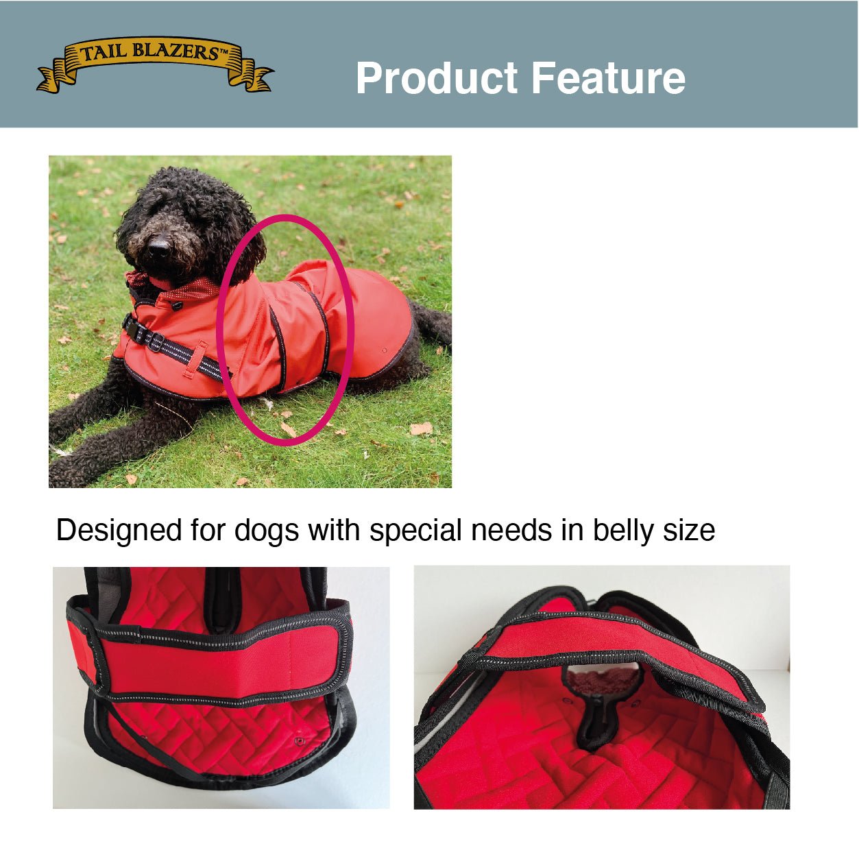 Product feature description for the raincoat jacket extension flap