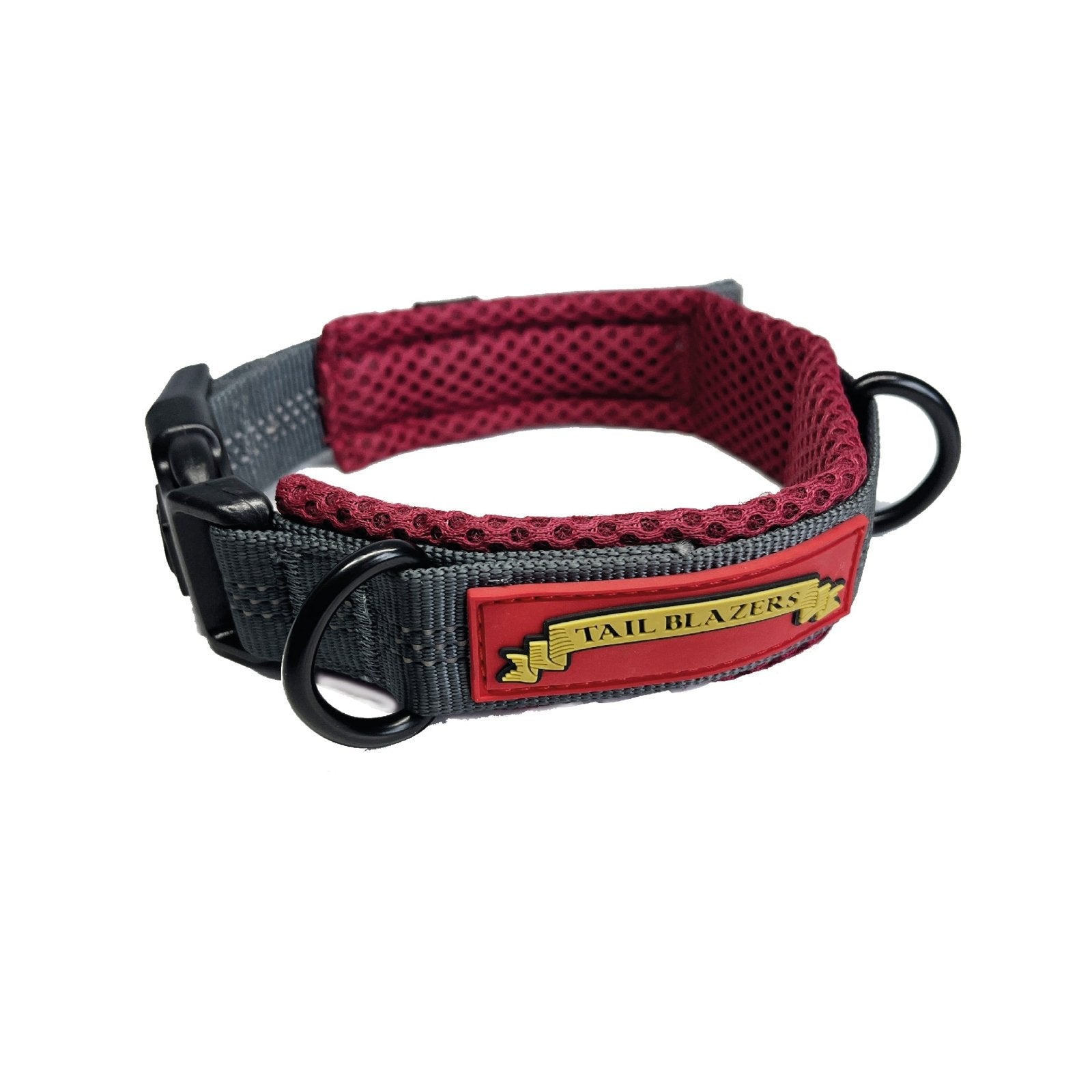 Breathable padded nylon dog collar product image on white background