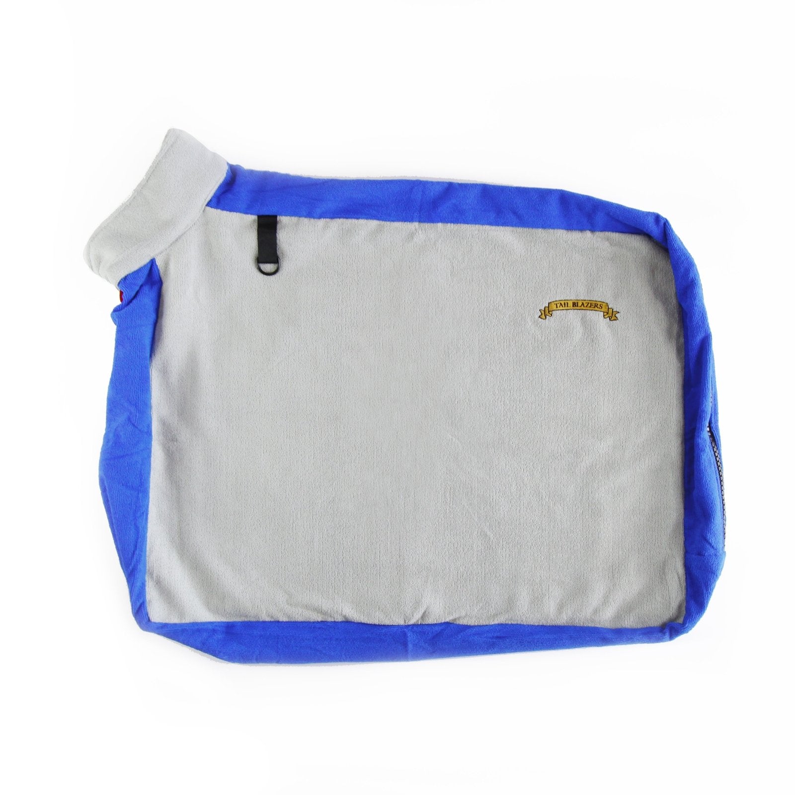 Product image side view of a grey colour microfibre towelling dog bag 