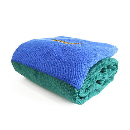 Dog drying towel green and blue