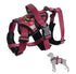 A red dog harness with adjustable straps and a handle, designed to be anti-escape and anti-pull.